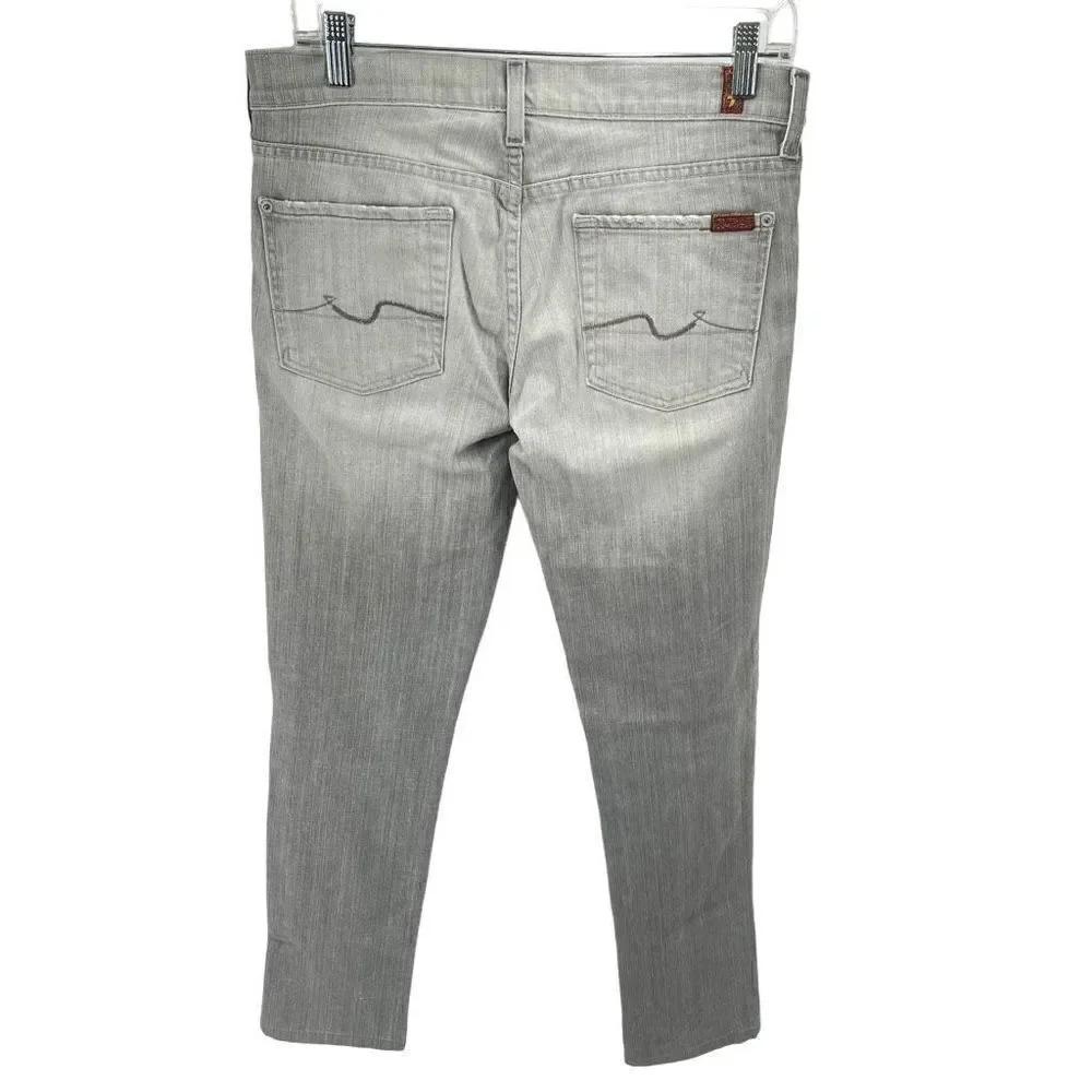 7 for all Mankind Womens Skinny Jeans 5 Pocket Cotton Blend Mid Rise Gray 29